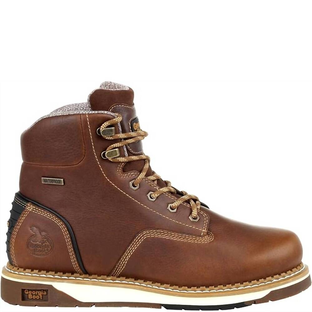 NEW GEORGIA BOOT men's amp lt wedge waterproof work boots in brown